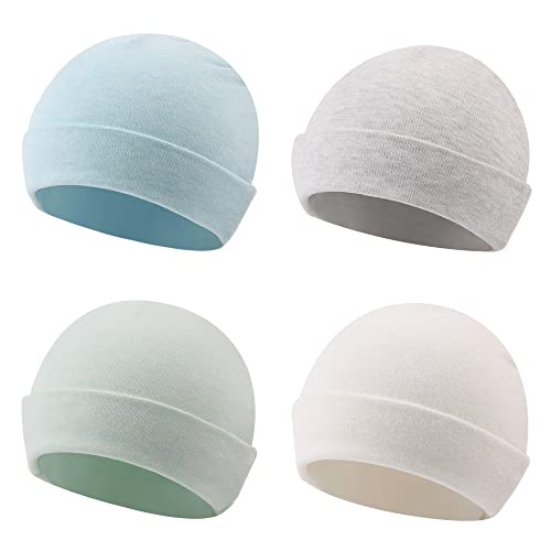 Image of Zsedrut Spring Infant Hospital Beanie Newborn Baby Girls Cotton Hat Tolddler Boy Soft Double-Layer Hat