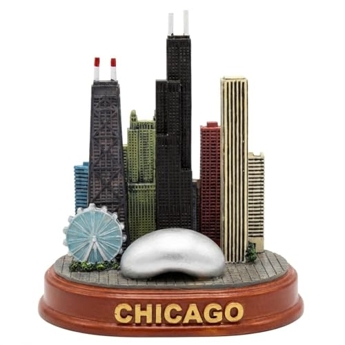 Estatua Miniatura Skyline Chicago en Resina Multicolor