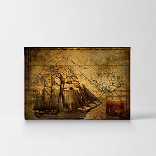 Old World Map Sailing Map Vintage Testament Decorative Canvas Print Nautical Decorative Art Modern Wall Décor Artwork Living Room Office Framed- Ready To Hang -%100 Handmade In The Usa - 8X12 #TOP1