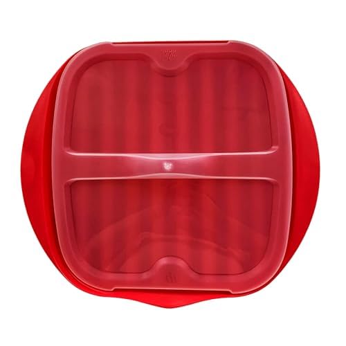 Microwave Bacon Tray with Splatter Lid,(red) Safety, Quick...