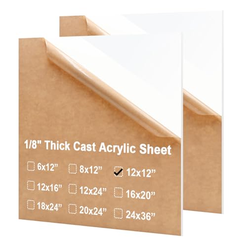 Image of KINLINK 12x12 Plexiglass Sheets 1 /8 inch Thick - 3mm White Cast Acrylic Sheet, Plastic Board Polycarbonate Sheet for DIY Project, Craft, Table Top, Acrylic Sign and Wedding Invitation 2 Pack