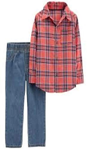Ensemble chemise flanelle et jean garçon vêtement automne manche longue pantalon élastique