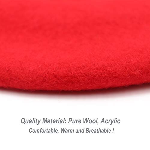 Wheebo Wool Beret Hat,Solid Color French Style Winter Warm Cap For Women Girls(Red) #TOP5