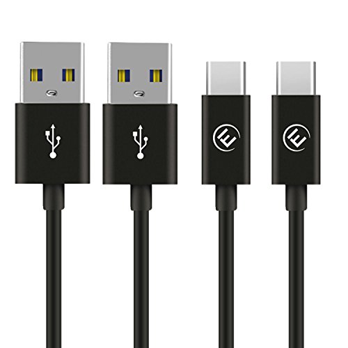 EVOMIND Cable USB C a USB A 3.0 [2x1M] Carga rápida y Sincronización - Cable USB Tipo C para Samsung Galaxy S8 / S9 / Note 8 / Tab S3, Huawei P10 / P20, y Otros Dispositivos USB Type-C - 2x1M Negro