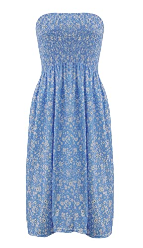 Image of Zyyfly Strapless Dress for Women Summer Beach Boho Smocked Tube Top Dress