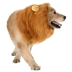 Dog Lion Mane Costume - Realistic Mane with Ears for Medium to Large Sized Dogs, Pet Halloween Costumes Birthday Party Cosplay Apparel Dog Lion Mane Costume Realistic Mane with Ears for Medium to Large Sized Dogs Pet Halloween Costumes Birthday Party Cosplay Apparel