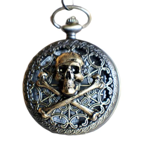 Skull And Crossbones Mechanical Pocket Watch Pendant #TOP6