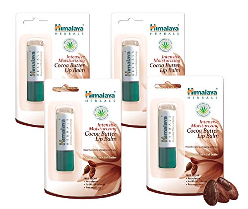 Himalaya Intensive Moisturizing Cocoa Butter Lip Balm for Dry, Chapped Lips, 0.16 oz, 4 pack