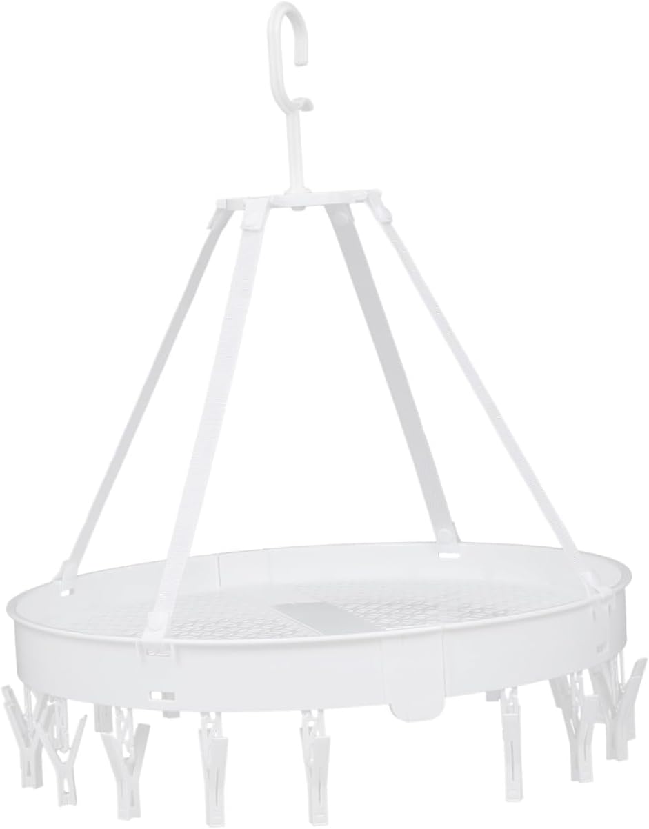 VICASKY Foldable Clothes Drying Rack White Single Layer Multipurpose Socks Bras Towels Underwear Holder Windproof Balcony Laundry Hanger for Indoor Outdoor Use