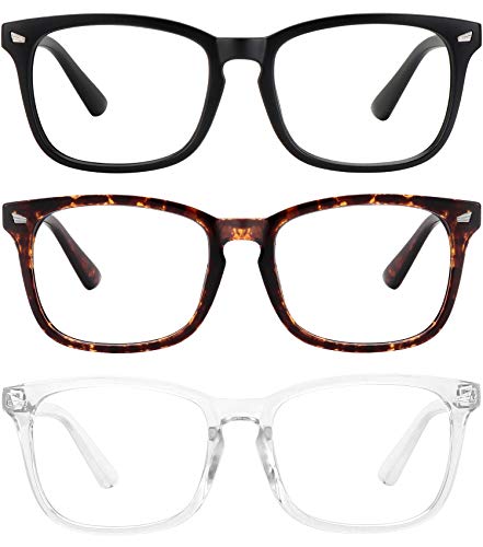 Image of MEETSUN Blue Light Blocking Glasses, Anti Eye Strain Headache (Sleep Better), Computer Glasses UV400 Transparent Lens (Black + Tortoise + Clear)