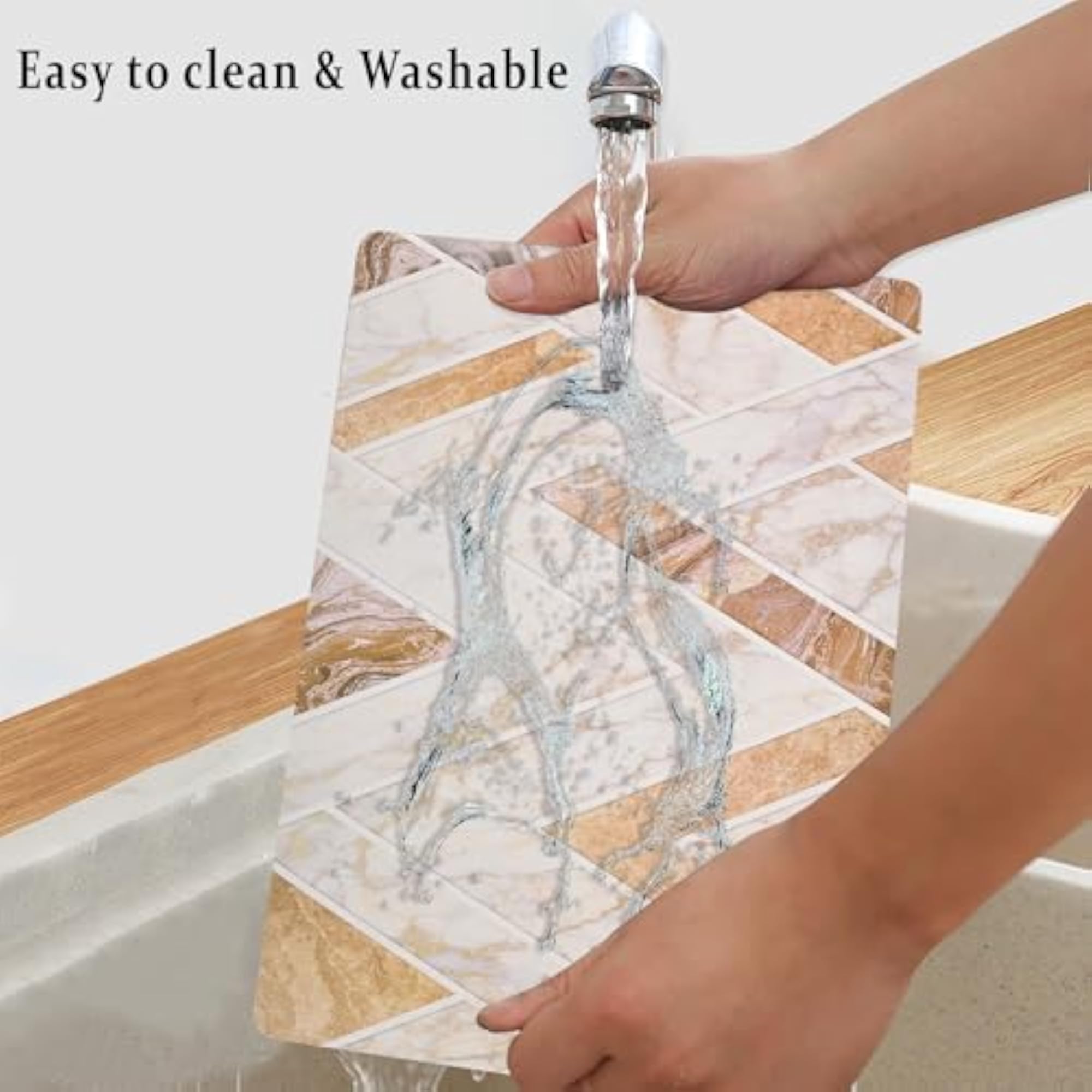Set of 6 PVC Table Mats with Coasters, Milky Marble Design