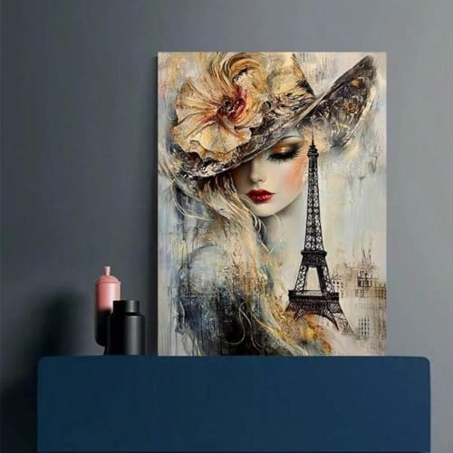 Impression sur toile abstraite Tour Eiffel et mode vintage - 4