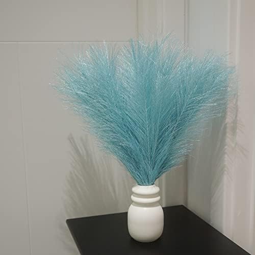 6pcs Pink Pampas Grass Artificial Fluffy Pampas Grass Fake Short Pampass Grass Branches for Flower Arrangements Wedding Living Room Home Thanksgiving Decor 
