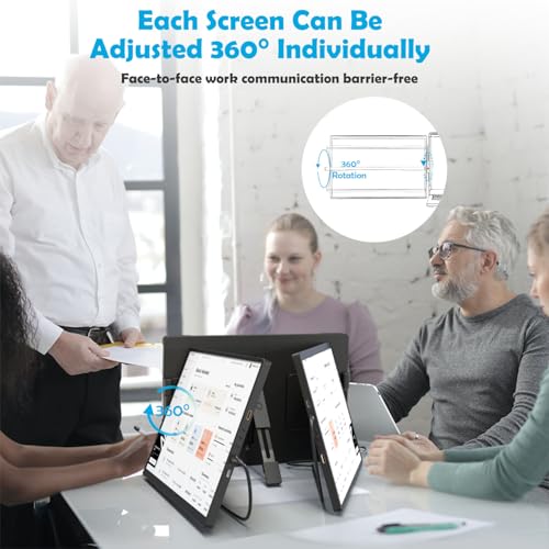 Image of 14.1-inch 1200P Portable Triple Laptop Monitor Extender (with USB Docking Station) 1920x1200 FHD IPS Foldable Plug and Play Travel Home Office External Screen Compatible with HDMI,USB-A & USB-C
