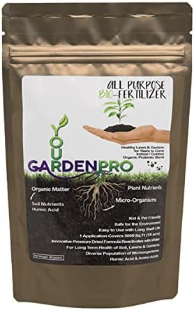 YourLawn&GardenPRO Organic Fertilizer w/Probiotics & Archaea - Natural Lawn Fertilizer - Indoor & Outdoor All Purpose Fertilizer Safe for Pets & Kids - 60gm Bag Covers 5,000 Sq Ft