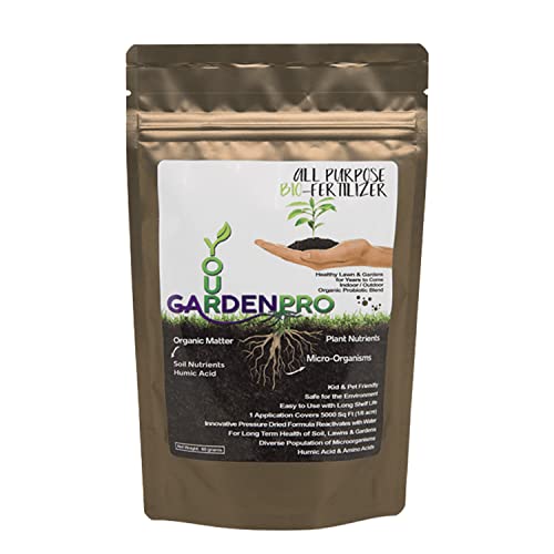 Yourlawn&Gardenpro Organic Fertilizer W/Probiotics & Archaea - Natural Lawn Fertilizer - Indoor & Outdoor All Purpose Fertilizer Safe For Pets & Kids - 60Gm Bag Covers 5,000 Sq Ft #TOP16