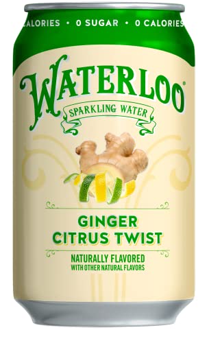 Image of Waterloo Sparkling Water, Ginger Citrus Twist Naturally Flavored, 12 Fl Oz (Pack of 24) | Zero Calories, Sugar or Artificial Sweeteners, Sodium