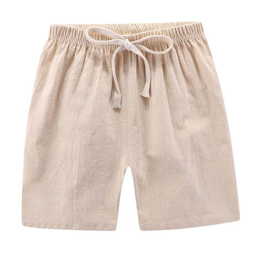 3 Pack Girls Boys Athletic Shorts Drawstring Cotton Linen Bermuda Shorts Elastic Waist Sports Shorts for Kids Teens4