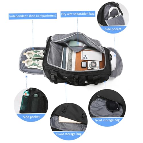 Gym Bags for Men Women 20.5x9.5x10.6 Inch Yoga Bag with Shoe Compartment, Multi-Purpose 4-Way to Carry Sports Holdall for Travel, Trip, Grey2