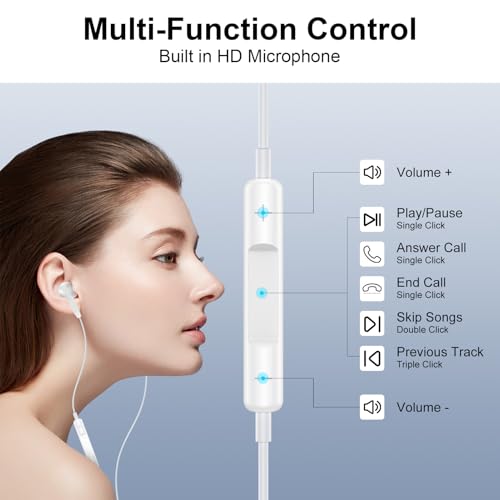 Kopfhörer USB C mit Kabel für Samsung Galaxy S26 S25 Ultra S24 S23 FE S22 A16 A17 A35 A36 A54 A55 A56 5G, In-Ear Headset Kopfhörer mit Mikrofon Ohrhörer USB Typ C für iPhone 17 Air 16 15 Pro Max Plus