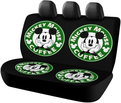 ミッキーマウス アニメ カーシートカバー 車シートカバー 後部座席用 シート保護 おしゃれ カー用品 軽/普通車 汎用 後席クッションカバー 人気 四季通用 プレゼント