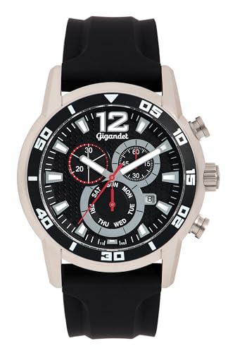 Montre Quartz Suisse Gigandet Hommes Bracelet Silicone Noir Analogique