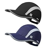 GADIEMKENSD 2 Pack Foldable Sports Sun Cap Men Women UV Protection Fishing Hat Breathable Quick Drying Runner Hat Reflective Baseball Hat Black Navy