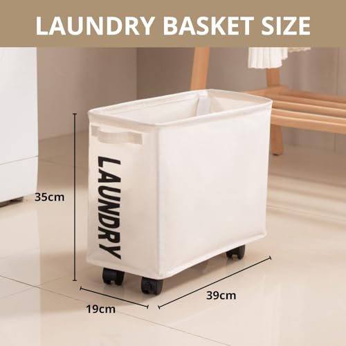 Image of Laundry Basket with Wheels,Foldable Dirty Clothes Laundry Basket,Basket for Clothes & Toys Storage,Oxford Storage Basket,Small,22L