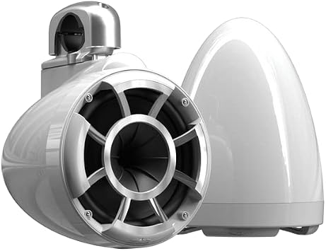 Wet Sounds Rev 8 White V2 Revolution Series 8" White Tower Speakers w/Silver Aluminum Fixed Clamp