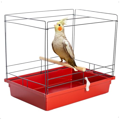 Bolsa de Transporte para Aves grandes Gaiola Portátil com Alça Vermelha, com Bandeja Removível 34 x