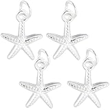 Beebeecraft 1 caja de 4 dijes de Estrellas de Mar de Plata de Ley con Forma de Estrella de Mar 925 dijes de Animales Marinos de Verano para Hacer Joyas Manualidades Pulseras Y Collares.