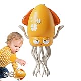 Dewppxi Electric Dancing Octopus Toy, Oktopus Krabbelspielzeug, Tanzender Oktopus Baby Spielzeug Mit LED-Lichtern Und Musik für die Bauchlage, Krabbelspielzeug für Junge Mädchen (Gelb)