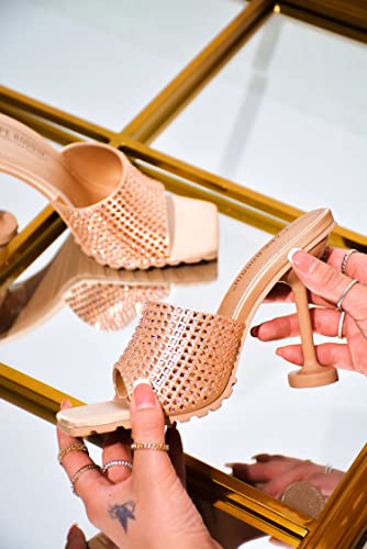 Cape Robbin Haig Womens Sandals Mule Open Toe Spool Heel Rhinestone Slip On Pump3