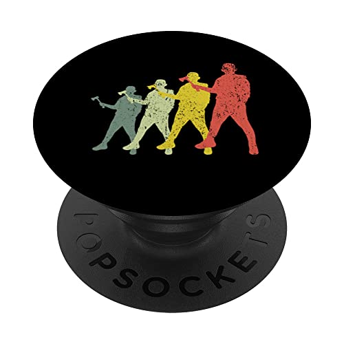 Sports Mom & Dad Silhouette - Vintage Axe Throwing PopSockets Swappable PopGrip, Black
