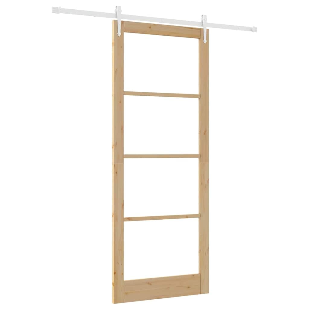 vidaXL Drzwi przesuwne 93 x 232 cm Lite drewno sosnowe i szkło | Minimalistyczny wygląd dodaje smaku każdemu pomieszczeniu, W zestawie znajdziesz wszystko,