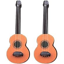 E-outstanding 2PCS Miniature Guitar Wooden Base Guitar Dollhouse Mini Musical Instrument Photo Props Doll House Model Home Decoration