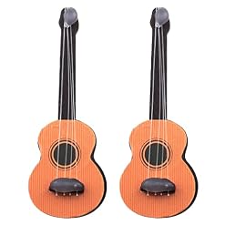 E-outstanding 2PCS Miniature Guitar Wooden Base Guitar Dollhouse Mini Musical Instrument Photo Props Doll House Model Home Decoration - Les Beatles, Paul McCartney, John Lennon, RIngo Starr, George Harrison