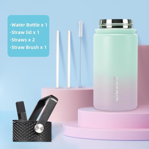 Image of BJPKPK Insulated Water Bottle, 15oz Stainless Steel with Straw Lid