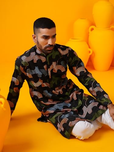 Sojanya (Since 1958 Men'S Cotton Silk Multi Thread Embroidered Long Kurta2