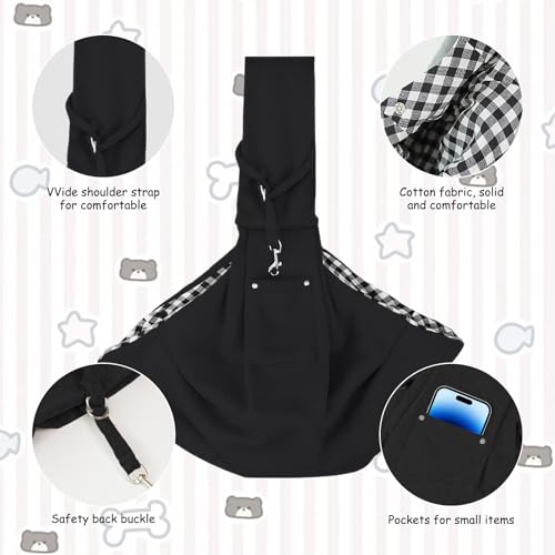Hundetasche,Tragetasche Hund,Hundetragetasche,Tragetuch Hund,Hundetragetuch,Hundetasche zum Umhängen, (Gewicht Nicht Mehr Als 7.5 kg),Geeignet für Kleine Hunde und Katzen,Schwarz