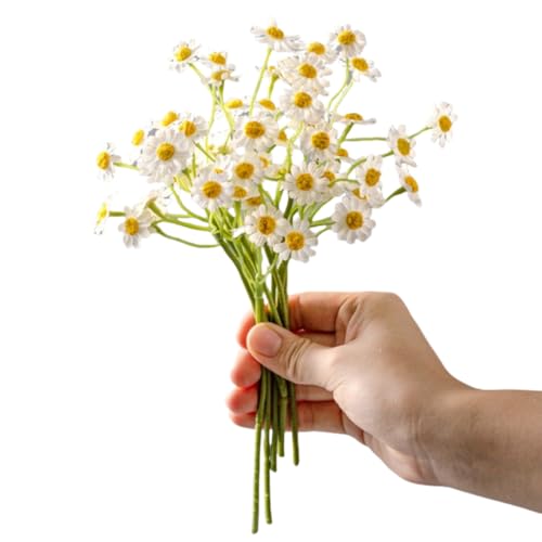 Eeeza デイジー カモミール 造花ブーケ 花束 2本/3本セット菊 枯れない花束 アーティフィシャルフラワー 挿花 ラッキー 飾り花束 人工観葉植物 写真小物 アートフラワー インテリア 部屋飾り お見舞い 開店祝い ギフト花 贈り物 (1本)