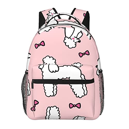 Sac à dos ordinateur portable en toile noire avec motif caniche randonnée