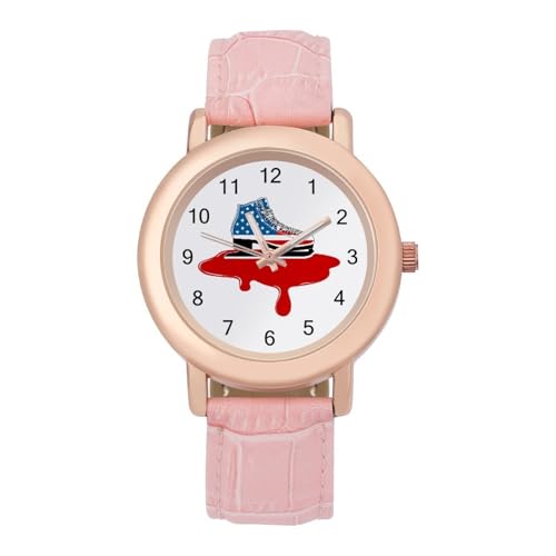 Damenmode mit Rollschuh- Schuhen, US- Flagge, individuelle Armbanduhren mit weichem Armband, Geschenke für Geburtstag, Jahrestag