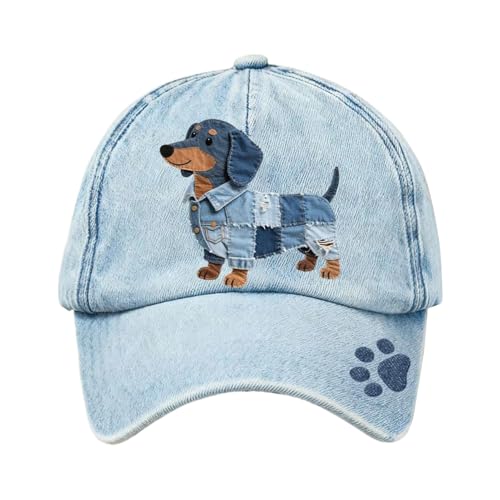 Gorra vaquera impresa con perro: diseño divertido y bonito, accesorio informal para exteriores, ropa de con estilo, sombrero de mezclilla para compras, camping, deportes, cómodo, ligero, duradero