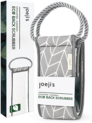 Joejis Back Scrubber - Eco Friendly Natural Plant Fibre Vegan Exfoliator Loofah Strap - Ideal Shower Bath Accessory to Gently Scrub Exfoliate and Cleanse