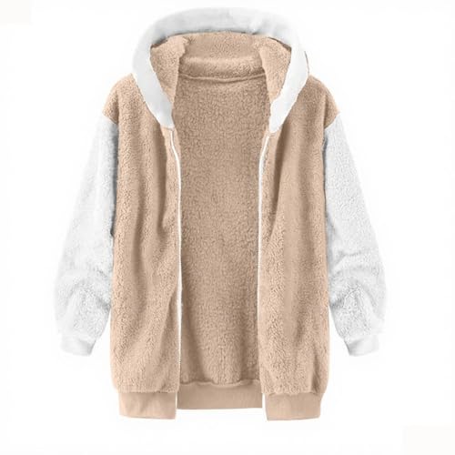 Girl Colorblock Hooded Sherpa Coats Long Sleeve Full Zipper Jacket Winter Chunky Keep Warm Hoodies 2025 Fuzzy Jackets4