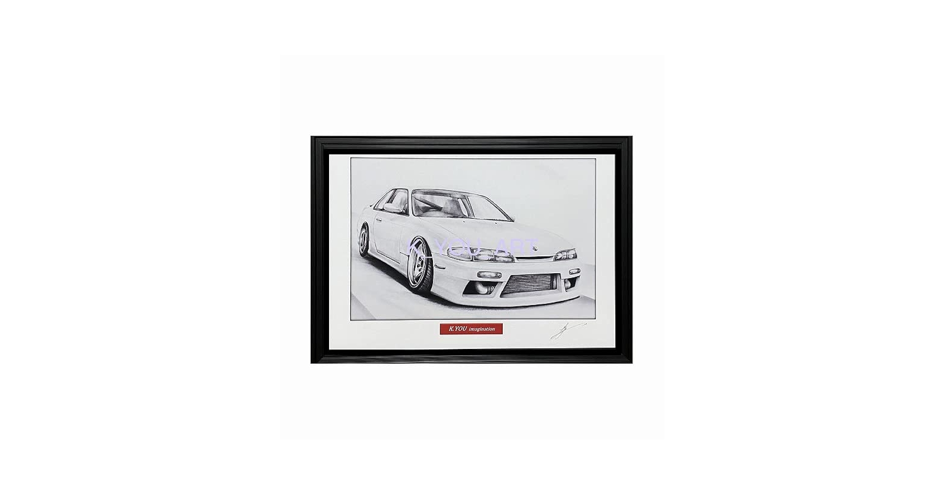 Amazon.co.jp: 【鉛筆画】日産 シルビア S14 前期 A4額縁・作者