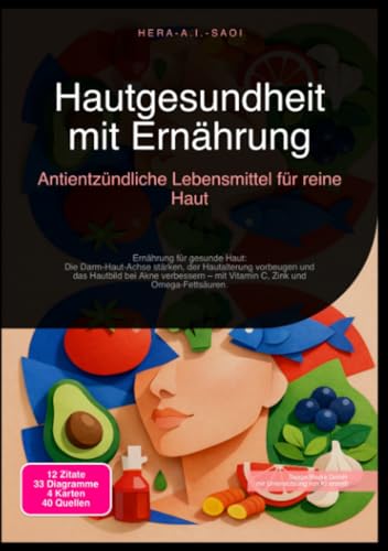 Hautgesundheit mit Ernährung: Antientzündliche Lebensmittel für reine Haut: Ernährung für gesunde Haut: Die Darm-Haut-Achse stärken, der Hautalterung ... – mit Vitamin C, Zink und Omega-Fettsäuren.