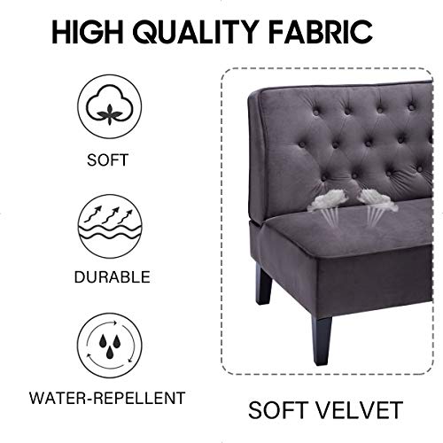 Alunaune Upholstered Loveseat Bench For Bedroom Living Room Armless Bench Settee Small Love Seat Sofa Couch Tufted Button Dining Room Bench-Dark Grey #TOP4