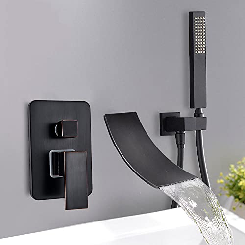 Pulverisateur douchette baignoire cascade avec mitigeur de lavabo noir
